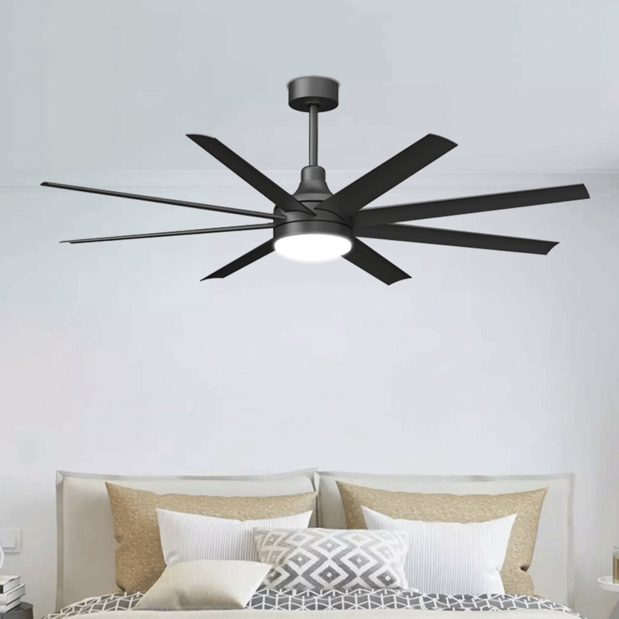Aigostar - Ventilateur de plafond à intensité variable LED/24W/230V 2700-6500K 165cm noir + télécommande