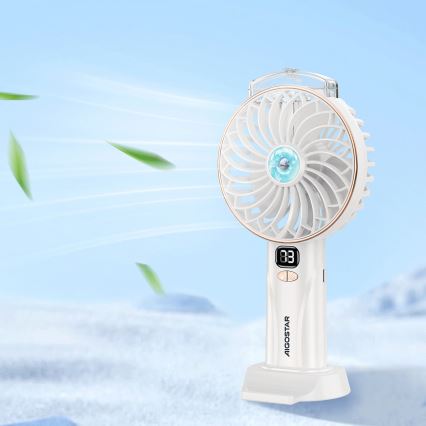 Aigostar - Ventilateur de poche rechargeable 5W/5V 2400mAh USB blanc