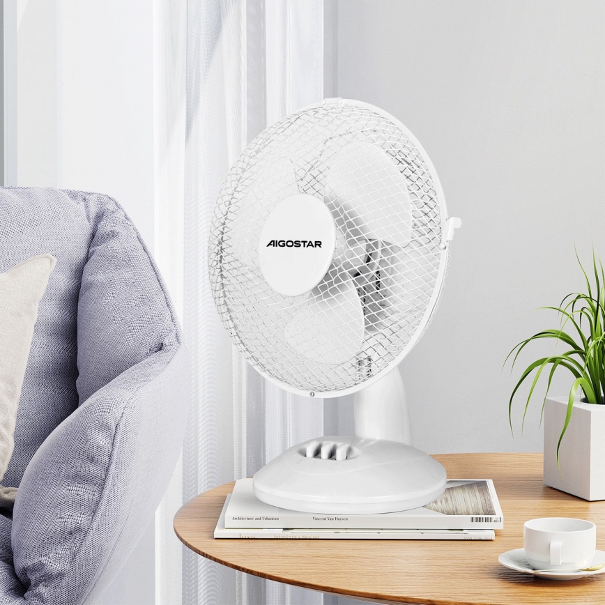 Aigostar - Ventilateur de table 20W/230V blanc
