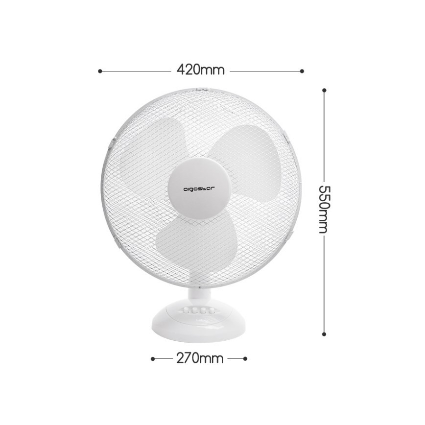 Aigostar - Ventilateur de table 45W/230V 34 cm blanc