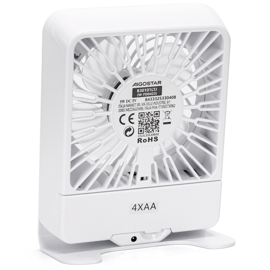 Aigostar - Ventilateur de table 5W/5V blanc
