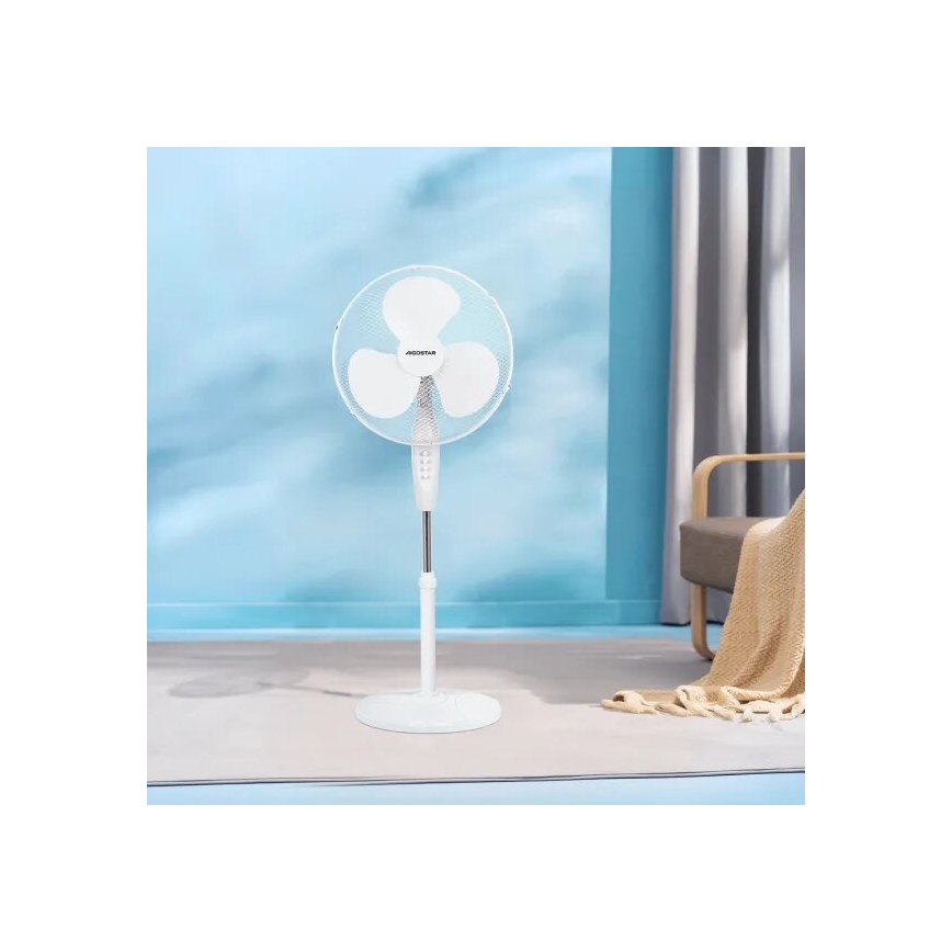 Aigostar - Ventilateur sur pied 40W/230V blanc