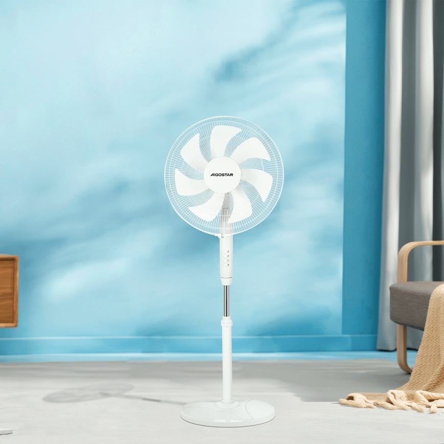 Aigostar - Ventilateur sur pied 60W/230V blanc
