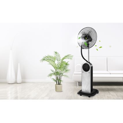 Aigostar - Ventilateur sur pied avec brumisateur 95W/230V noir/gris + télécommande