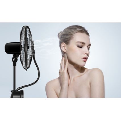 Aigostar - Ventilateur sur pied avec brumisateur 95W/230V noir/gris + télécommande