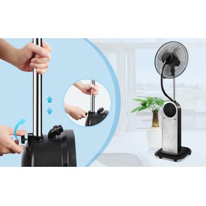 Aigostar - Ventilateur sur pied avec brumisateur 95W/230V noir/gris + télécommande