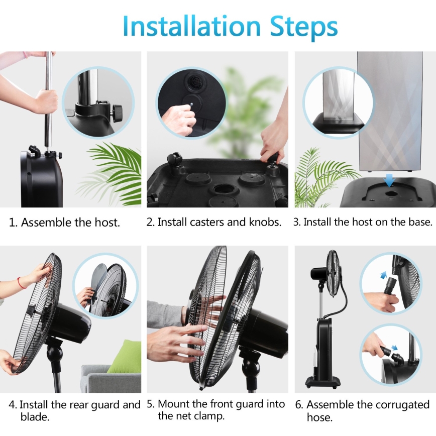 Aigostar - Ventilateur sur pied avec brumisateur MIST 95W/230V + télécommande
