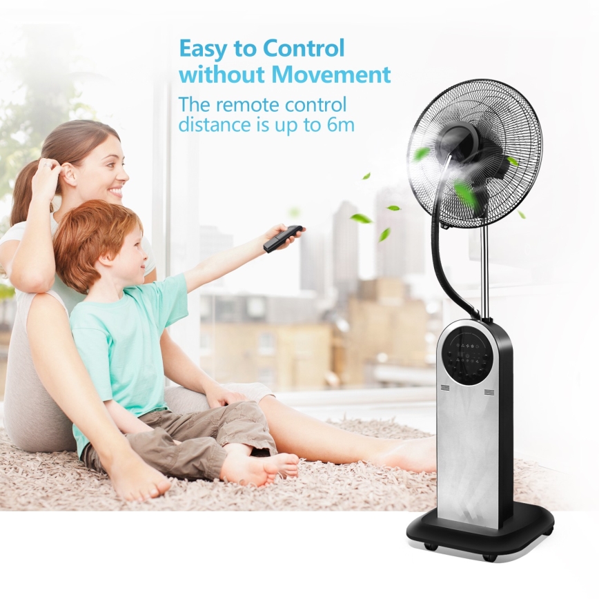 Aigostar - Ventilateur sur pied avec brumisateur MIST 95W/230V + télécommande