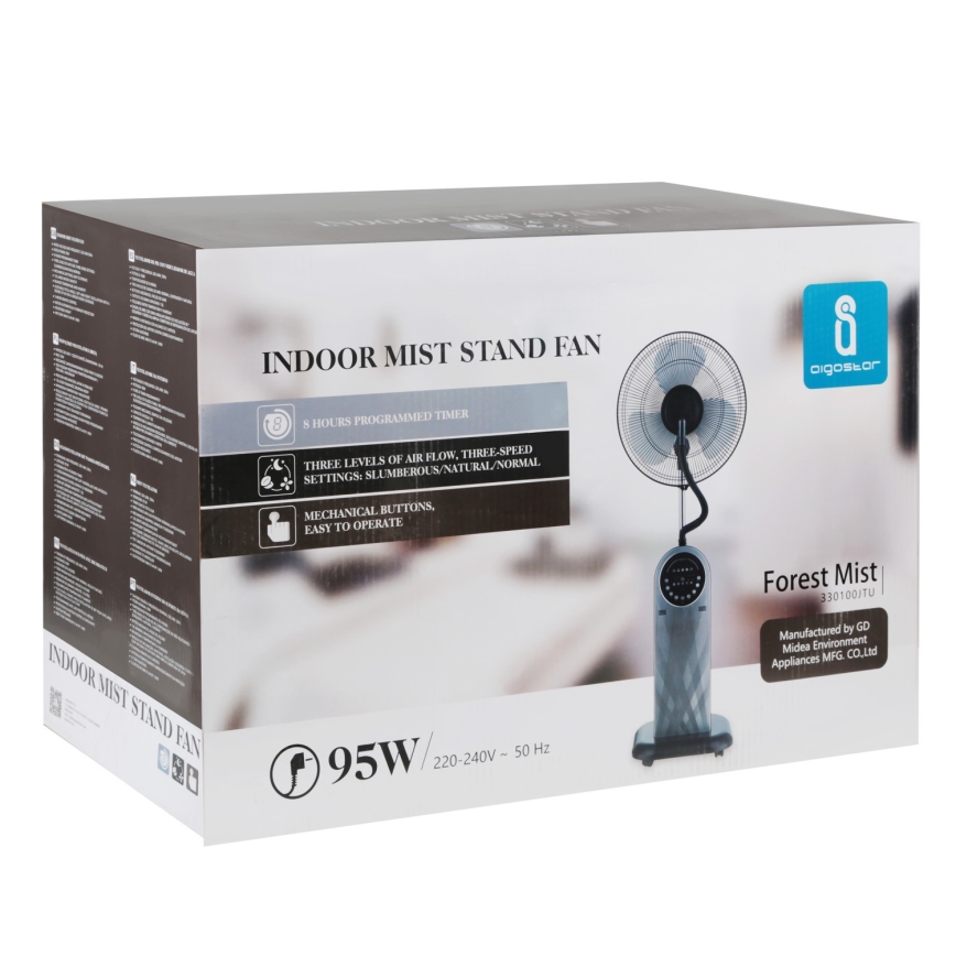 Aigostar - Ventilateur sur pied avec brumisateur MIST 95W/230V + télécommande