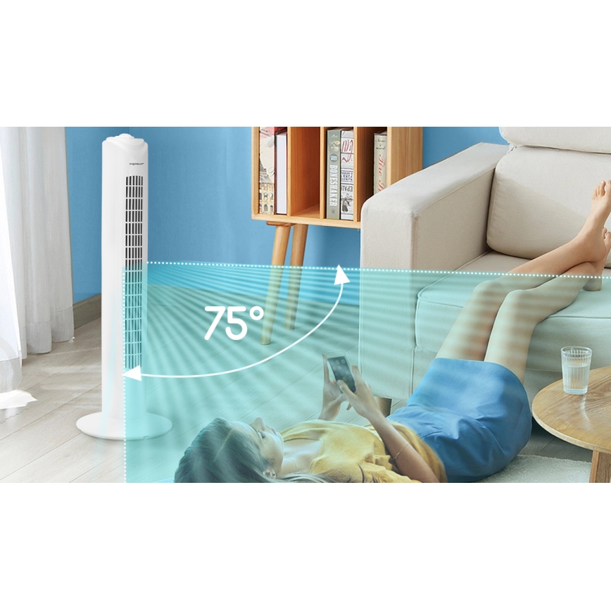 Aigostar - Ventilatore a torre 45W/230V bianco