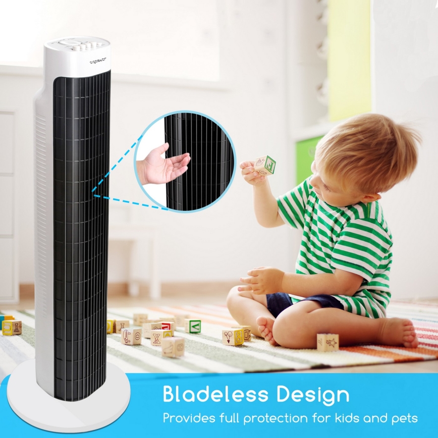 Aigostar - Ventilatore a torre 45W/230V nero/bianco