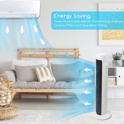 Aigostar - Ventilatore a torre 45W/230V nero/bianco