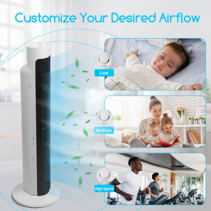 Aigostar - Ventilatore a torre 45W/230V nero/bianco