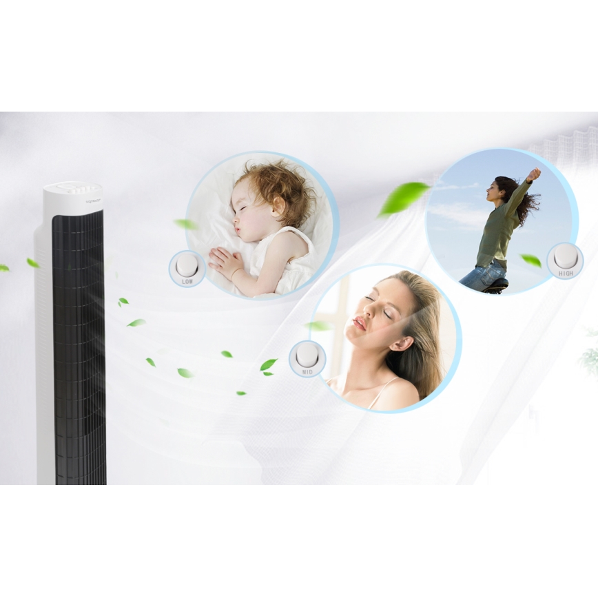 Aigostar - Ventilatore a torre 45W/230V nero/bianco