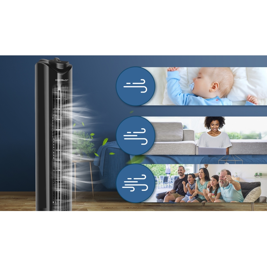 Aigostar - Ventilatore a torre 45W/230V nero