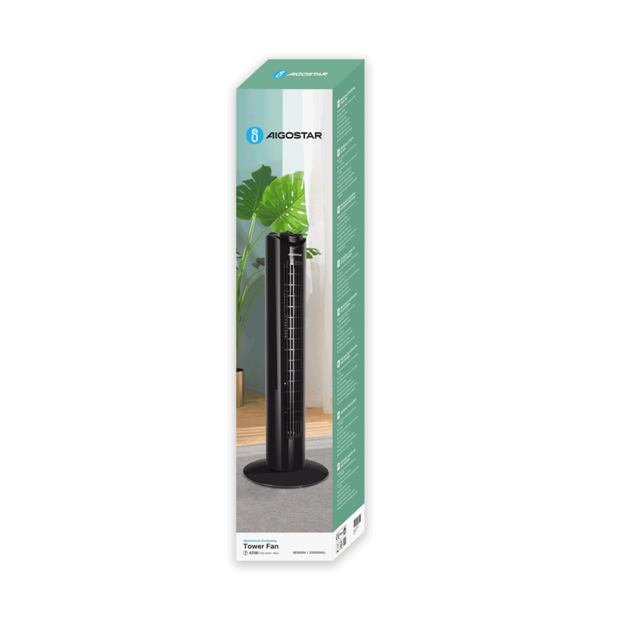 Aigostar - Ventilatore a torre 45W/230V nero