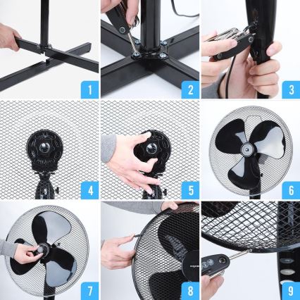 Aigostar - Ventilatore con supporto 40W/230V 120 cm nero