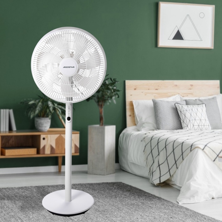 Aigostar - Ventilatore con supporto 45W/230V bianco + telecomando