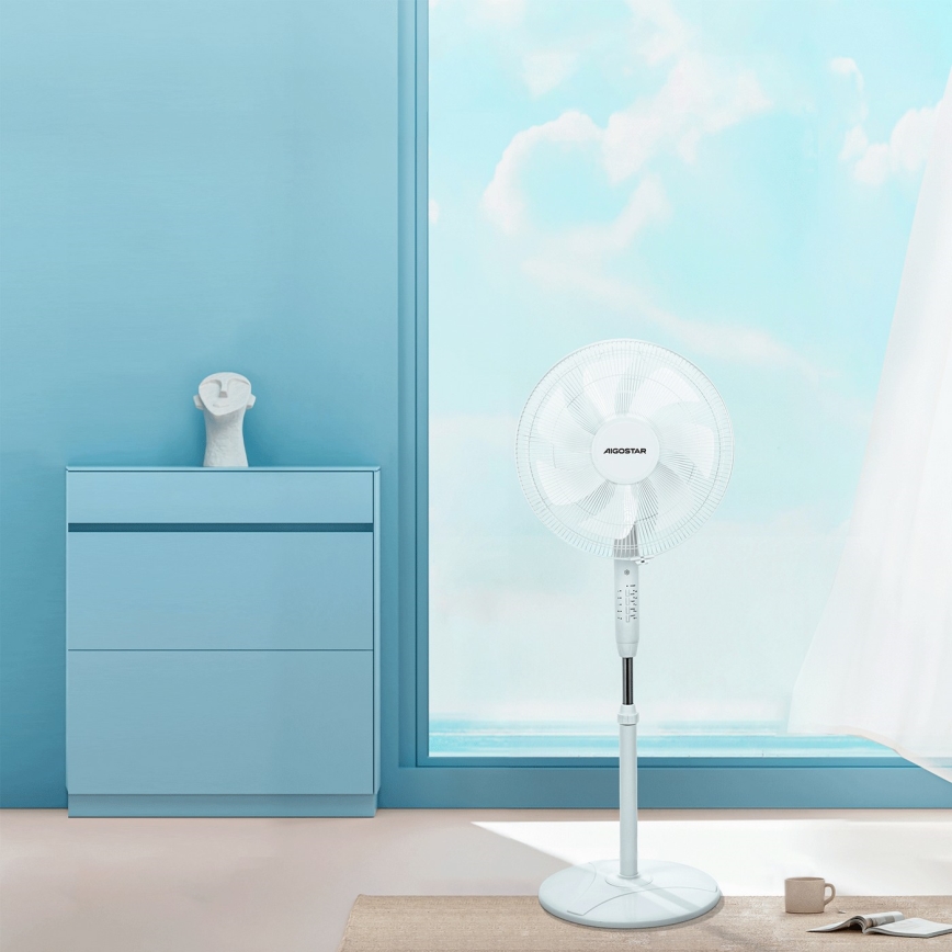 Aigostar - Ventilatore con supporto 60W/230V bianco + telecomando
