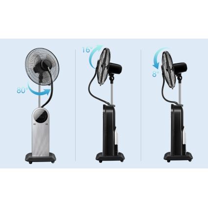 Aigostar - Ventilatore con supporto con effetto nebbia 95W/230V nero/grigio + telecomando