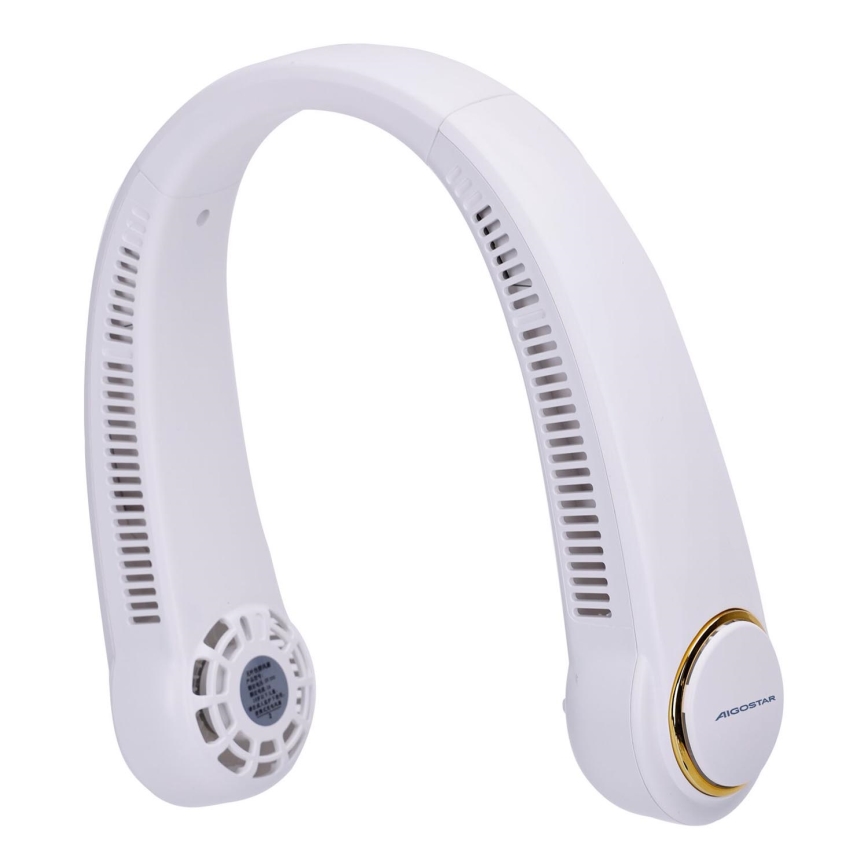 Aigostar - Ventilatore da collo ricaricabile 4W/5V 2000mAh bianco