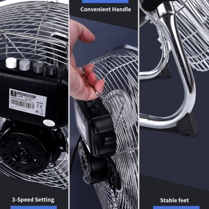 Aigostar - Ventilatore da pavimento 60W/230V 44,5 cm cromo lucido