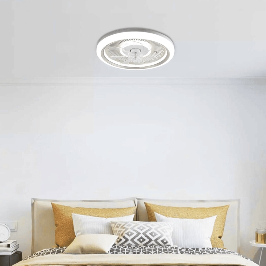 Aigostar - Ventilatore da soffitto dimmerabile a LED LED/40W/230V 2700/4000/6500K diametro 50 cm + telecomando bianco