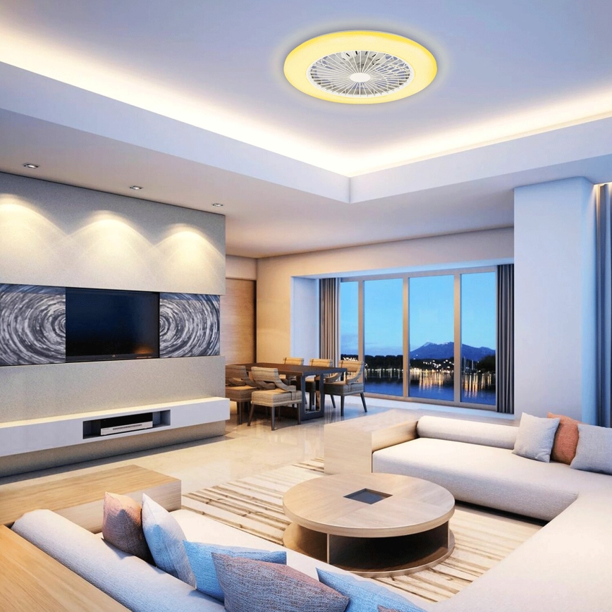 Aigostar - Ventilatore da soffitto dimmerabile a LED LED/40W/230V 2700-6500K diametro 49 cm + telecomando bianco