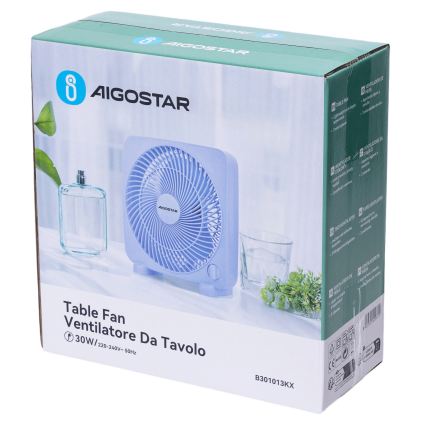 Aigostar - Ventilatore da tavolo 30W/230V blu
