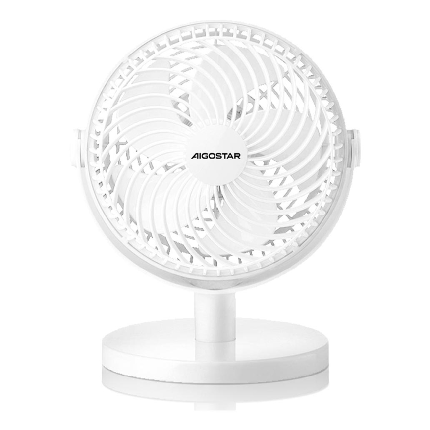 Aigostar - Ventilatore da tavolo 3W/5V bianco
