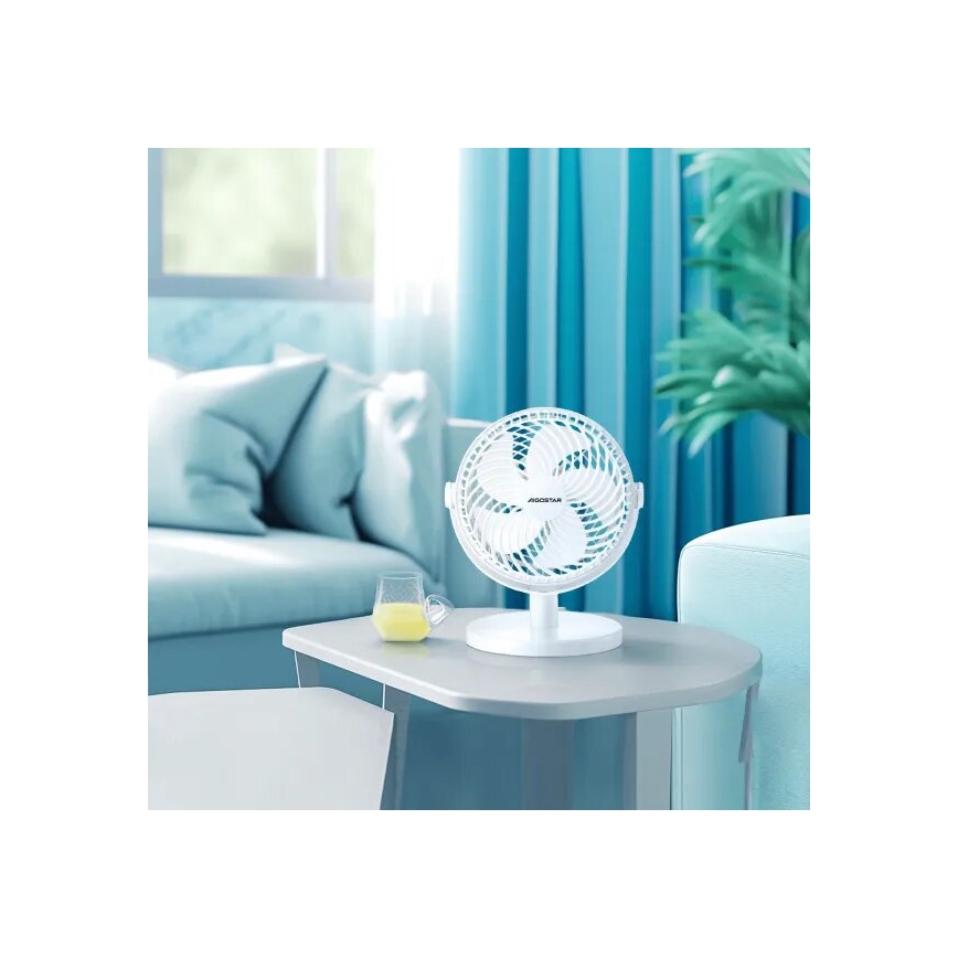 Aigostar - Ventilatore da tavolo 3W/5V bianco