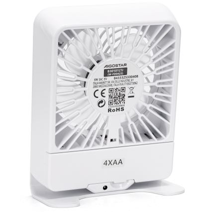 Aigostar - Ventilatore da tavolo 5W/5V bianco