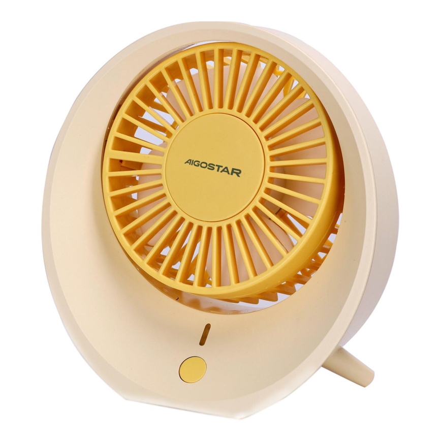 Aigostar - Ventilatore ricaricabile da tavolo 3W/5V 1200mAh USB arancione