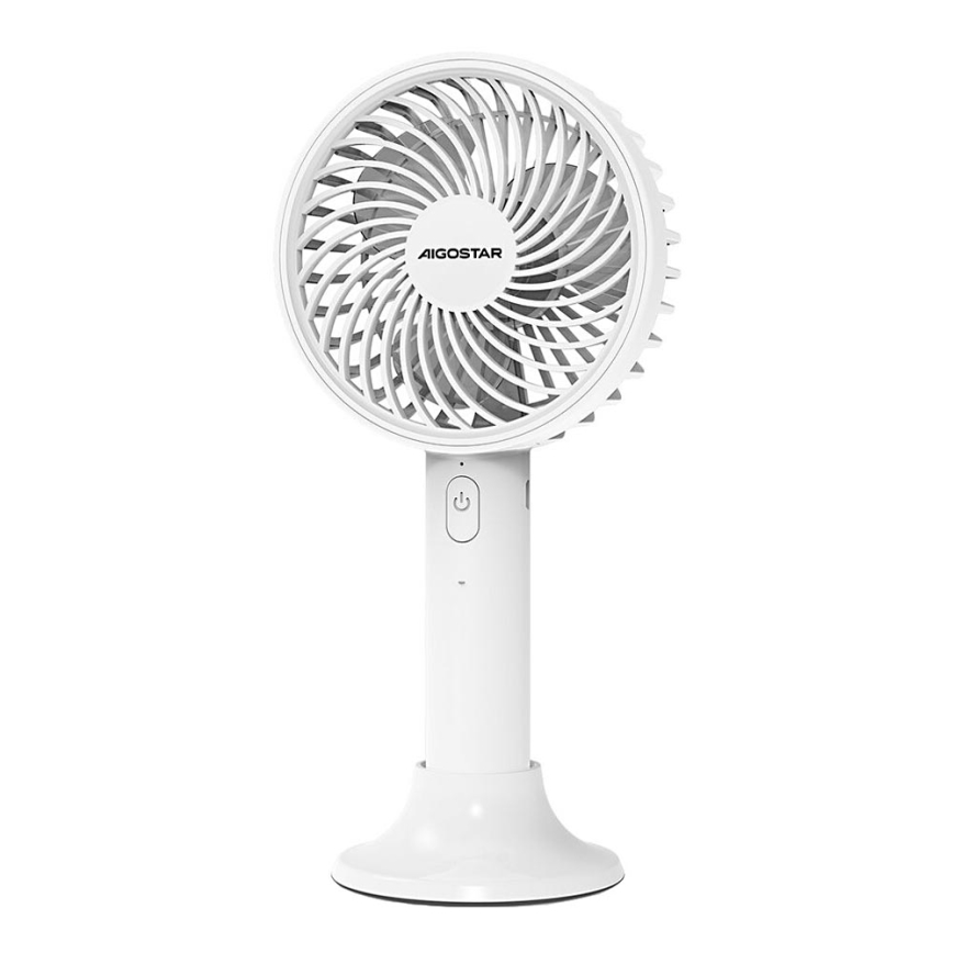 Aigostar - Ventilatore tascabile ricaricabile 3W/5V 1500mAh USB bianco