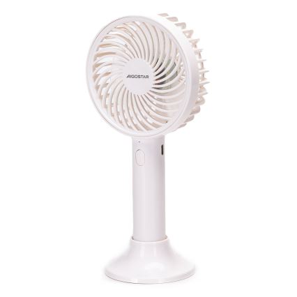 Aigostar - Ventilatore tascabile ricaricabile 3W/5V 1500mAh USB bianco