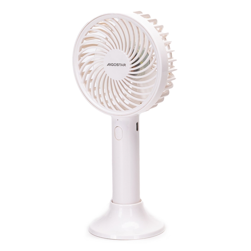 Aigostar - Ventilatore tascabile ricaricabile 3W/5V 1500mAh USB bianco