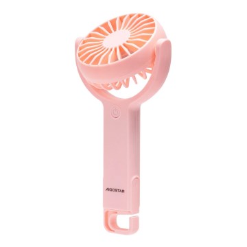 Aigostar - Ventilatore tascabile ricaricabile 4,5W/3,7V 1200mAh USB rosa