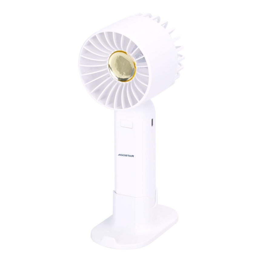 Aigostar - Ventilatore tascabile ricaricabile 4W/5V 500mAh USB bianco