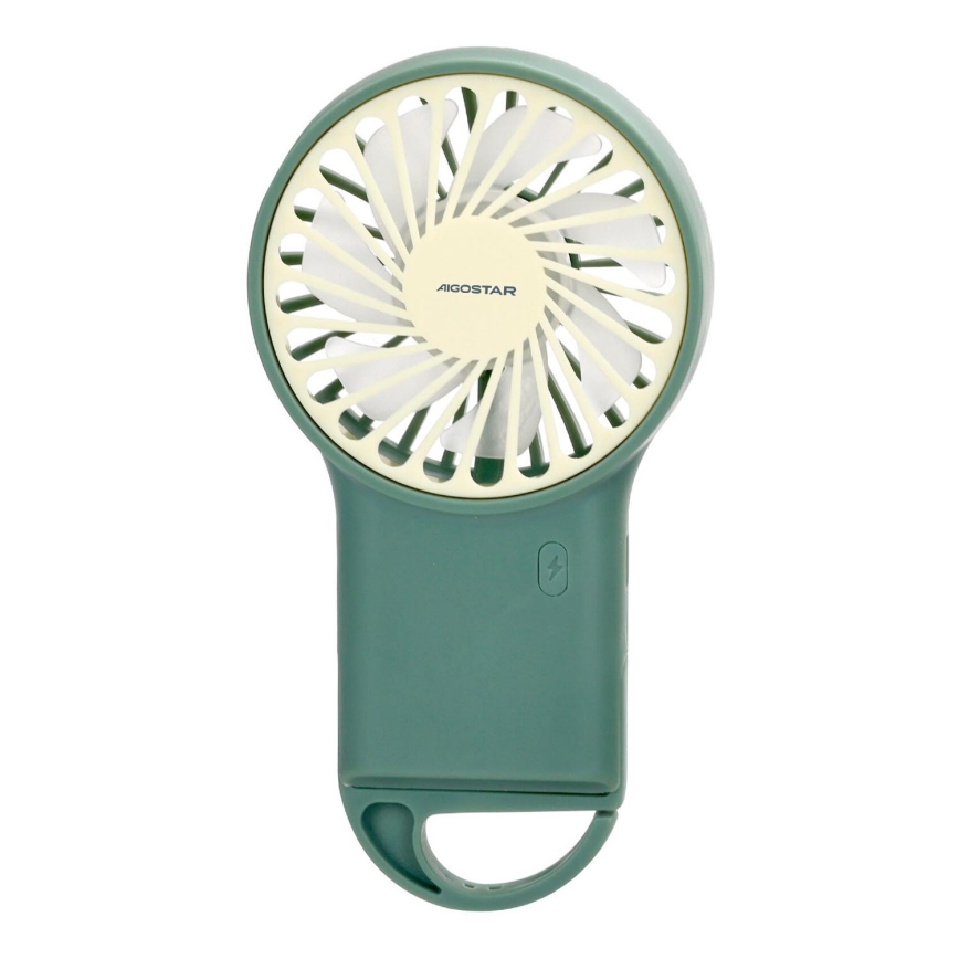 Aigostar - Ventilatore tascabile ricaricabile 4W/5V 500mAh USB verde