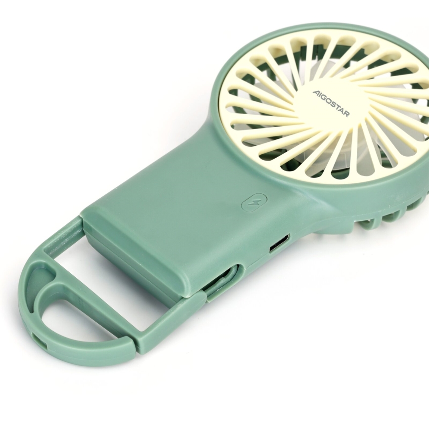 Aigostar - Ventilatore tascabile ricaricabile 4W/5V 500mAh USB verde