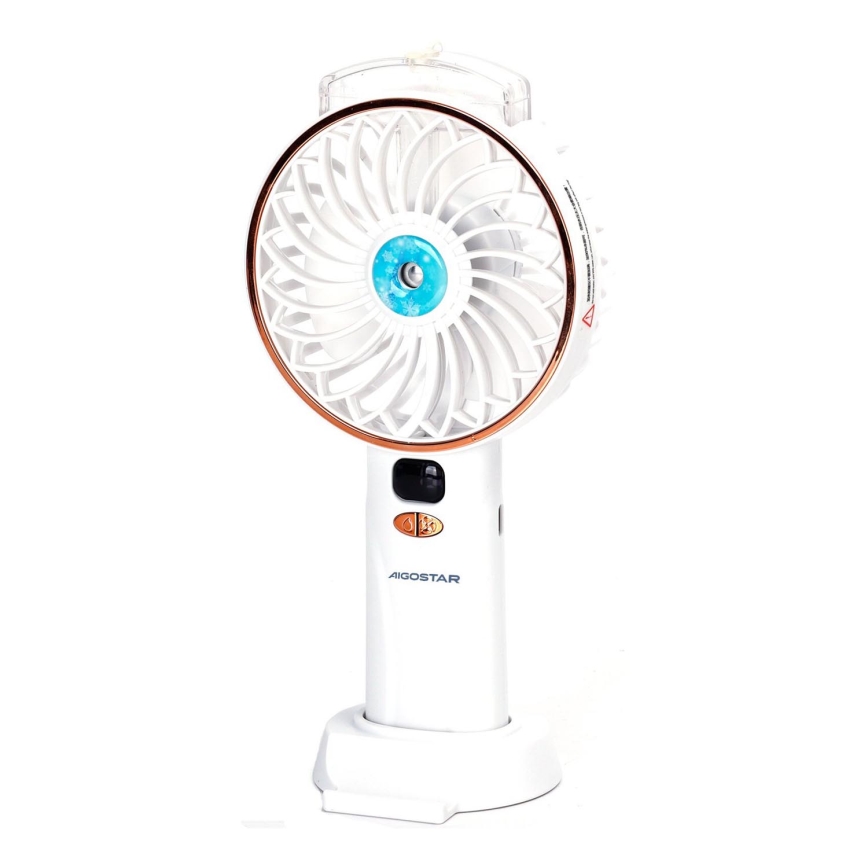 Aigostar - Ventilatore tascabile ricaricabile 5W/5V 2400mAh USB bianco