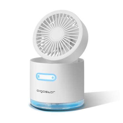 Aigostar - RGB Wireless mini tavolo ventilatore con umidificatore d'aria 10W/5V bianco