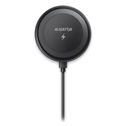Aligator AMS05BK - Support magnétique de voiture pour téléphone avec charge sans fil Qi 15W compatible MagSafe, noir