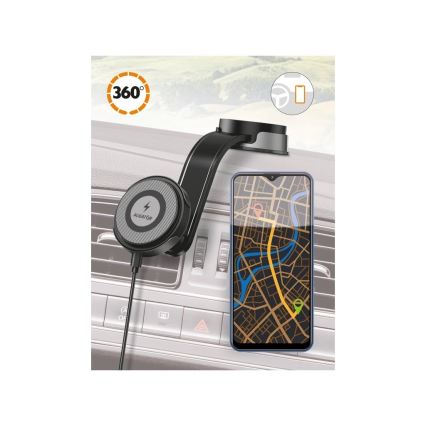 Aligator AMS07BK - Support de téléphone pour voiture à bras flexible MagSafe, noir