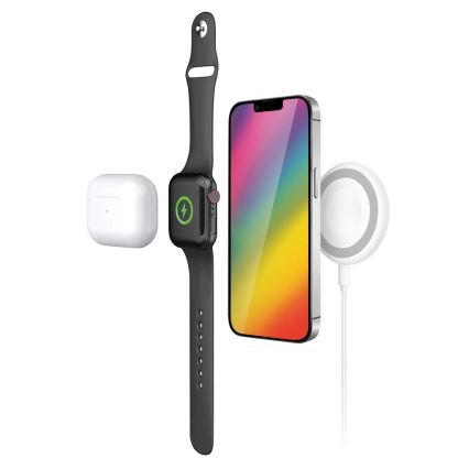 Aligator AMS08WT - Kabelloses MagSafe 3-in-1-Ladegerät, 15 W, Weiß