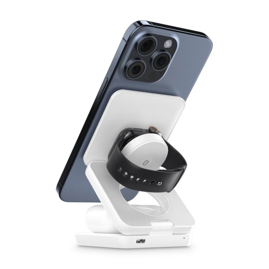 Aligator AMS09WT - Kabellose MagSafe-Ladestation 3-in-1, 15 W, weiß