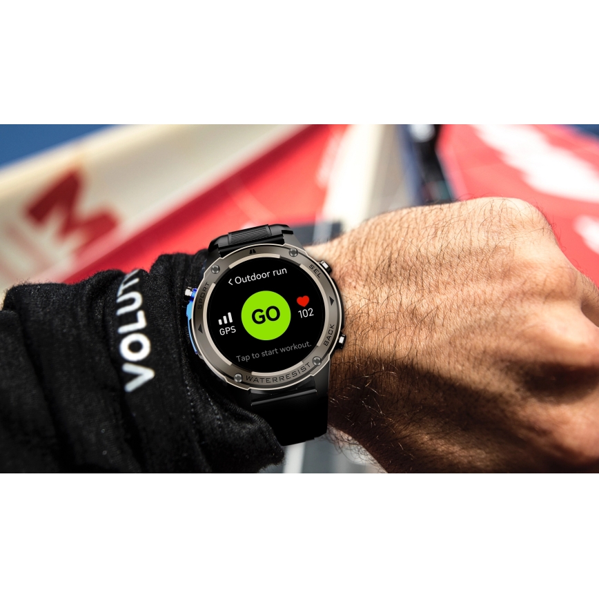Aligator AW12BK - Smartwatch mit GPS, 500‑mAh‑Akku, IP69K, schwarz