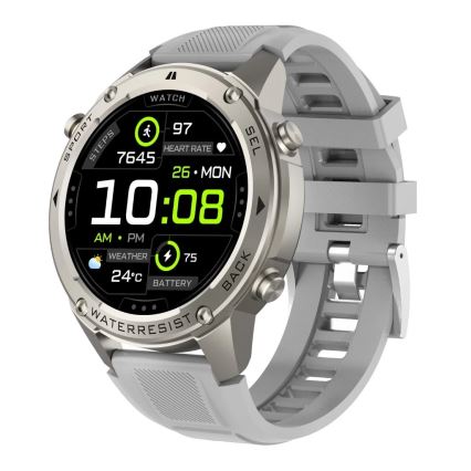 Aligator AW12SR - Smartwatch con GPS, batteria 500 mAh, grado di protezione IP69K, argento