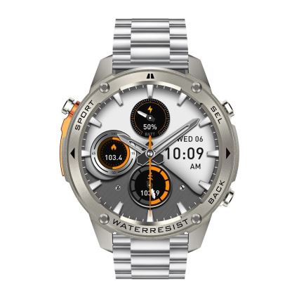 Aligator AW12SR - Smartwatch con GPS, batteria 500 mAh, grado di protezione IP69K, argento