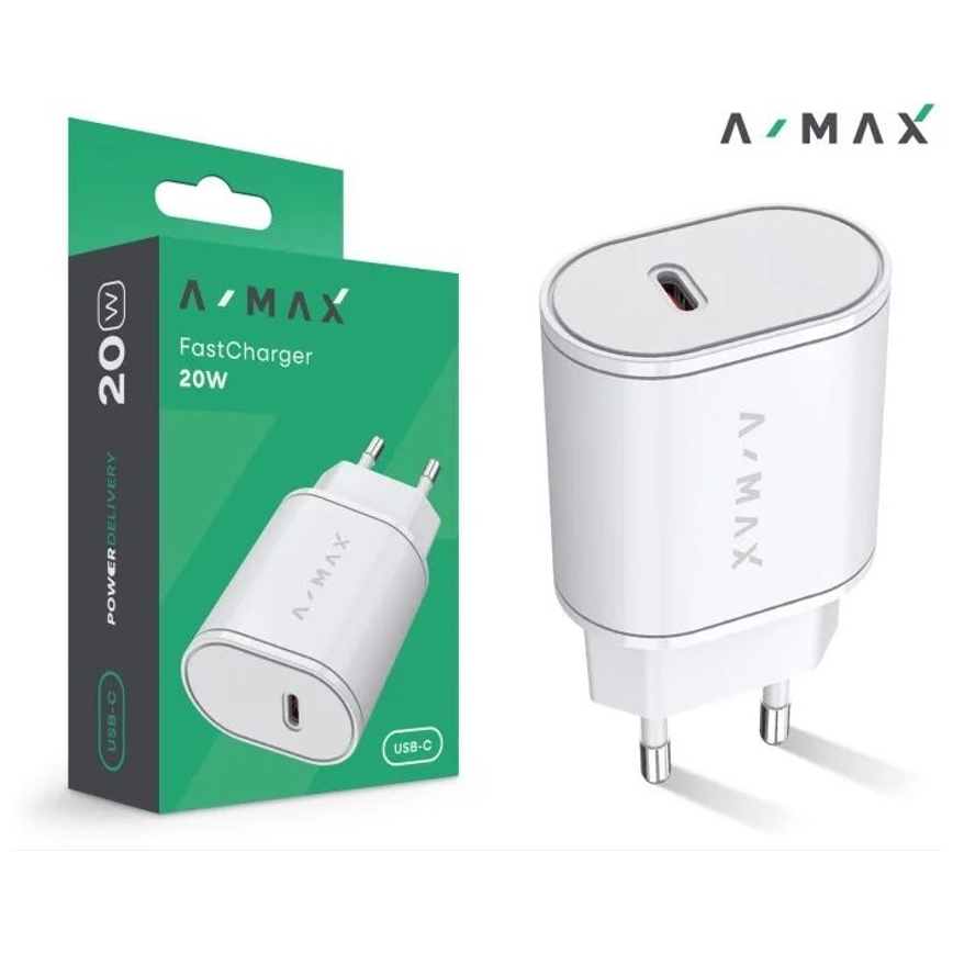 Aligator AX0001V - Adaptateur de charge rapide A-MAX Power Delivery 20W USB-C blanc